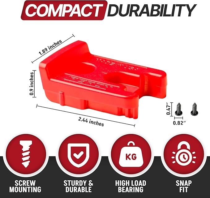 9 Pack Tool Holder for Milwaukee M18/18v Cordless Tools - Snap Fit Tool Organizer for Milwaukee Drill Holder, Under Shelf, Wall Mount w/Hardware for Easy Install.