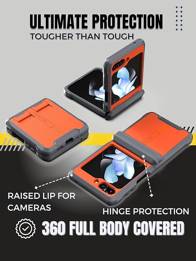 CaseBorne V Compatible with Samsung Galaxy Z Flip 5 Case - Rugged Protective Case with Semi-Auto Hinge Cover and Tempered Glass Screen Protector, [Made of 100% Recycled Materials]