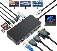 Surface Thunderbolt 4 Docking Station, 12-in-1 Surface Pro Dock Dual 4K@60Hz HDMI VGA Triple Monitor Adapter Compatible with Microsoft Surface Pro 13 12 11 10 9 8 7 X, Surface Laptop 7 6 5, Go, Book - Image 1