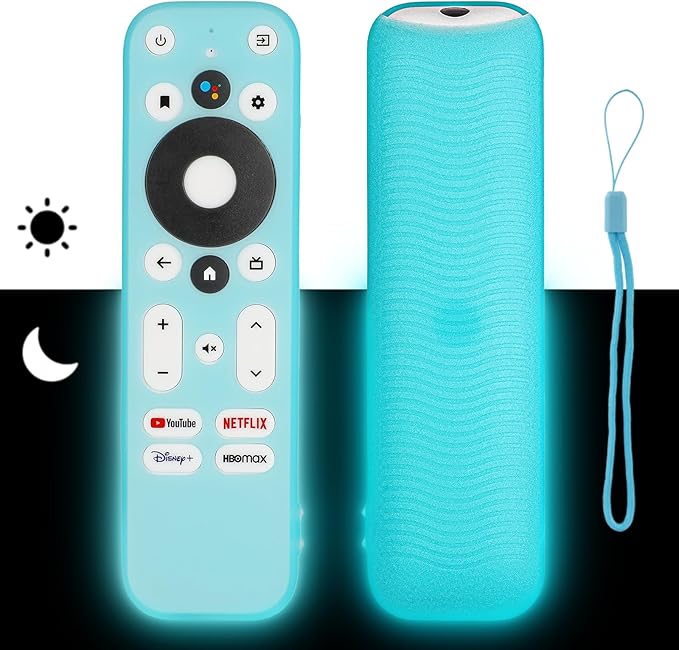 Silicone Remote Control Case Compatible with Onn 100024646 100026240 4K UHD Stick TV Box Remote Shockproof Protective Shell Cover with a Lanyard (Fluorescent Blue)