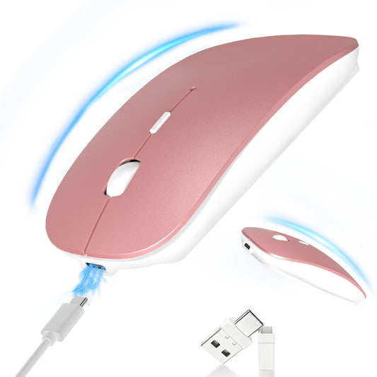 Silm Bluetooth Wireless Mouse for MacBook & iPad with Jiggler, Rose Gold