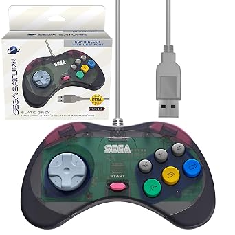 Retro-Bit SEGA Saturn Wired USB Controller - (Slate Grey)