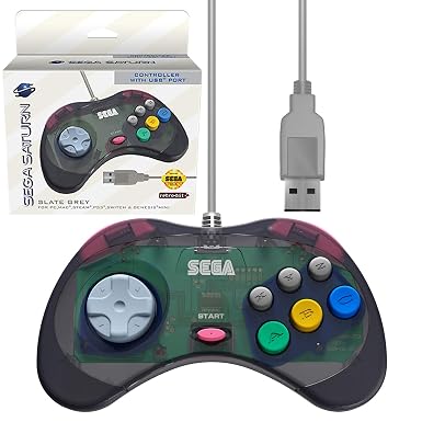 Retro-Bit SEGA Saturn Wired USB Controller - (Slate Grey)