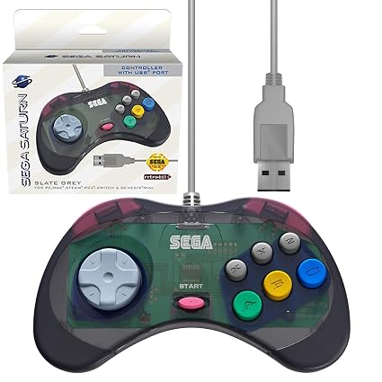 Retro-Bit SEGA Saturn Wired USB Controller - (Slate Grey)