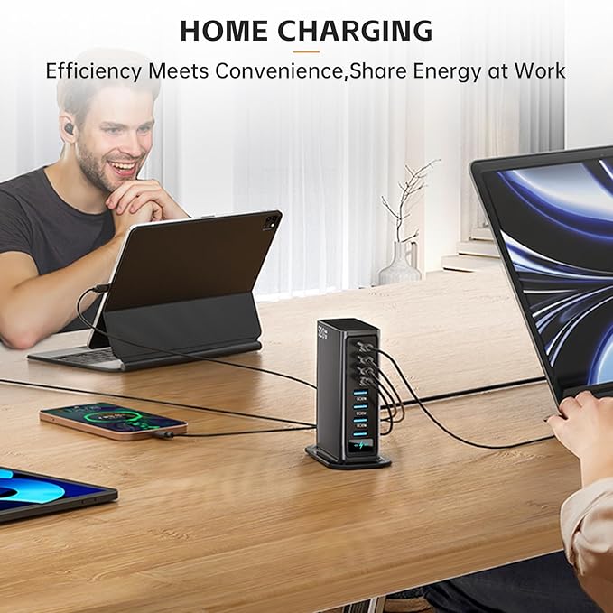 520W USB C Charger Block | 8 Ports GaN Fast Charging Station Hub|PD 100w Type C & USB A Laptop Cell Phone Charger Adapter | for MacBook Air/Pro, iPhone, iPad, Game Consoles | Travel Home Office Use