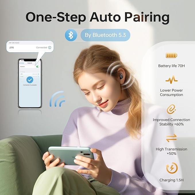 MUSICOZY Bluetooth 5.3 Sleep Earbuds, Wireless Sleep Headphones, Light-Weight in-Ear Buds for Sleeping, IPX6 Waterproof Earbuds for Side Sleepers White Noise Concerts Podcasts Study Focus Men Women