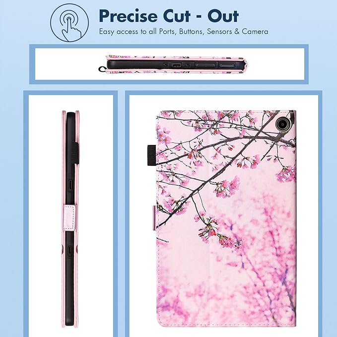 Dteck for Amazon Fire Max 11 Tablet Case 11" (13th Generation) 2023, PU Leather Shell TPU Back Cover Folio Slim Case with Auto Sleep Wake, Adjustable Viewing Angles, Cute, Pink Cherry