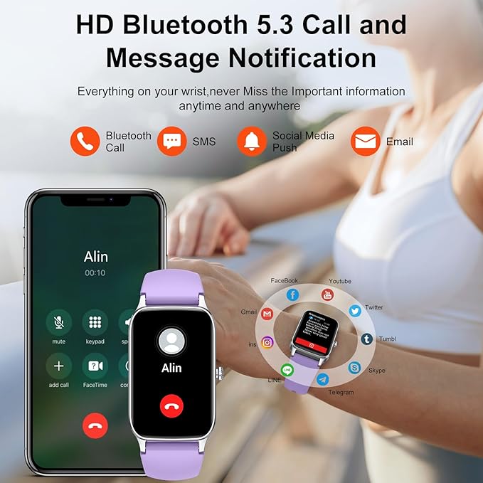 Smart Watch for Men Women, 1.57" Smartwatch(Answer/Make Call), 2025 NEW Fitness Tracker with Heart Rate/Sleep Monitor/Pedometer, IP68 Waterproof, 110 Sport Modes, Fitness Watch for Android iOS Purple