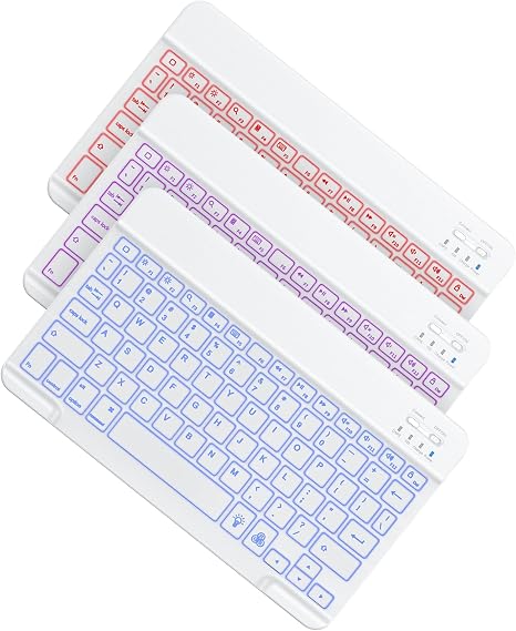 OMOTON 7 Color Backlit & Rechargeable Bluetooth Keyboard for iPad & iPhone
