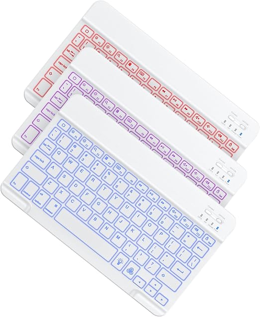 OMOTON 7 Color Backlit & Rechargeable Bluetooth Keyboard for iPad & iPhone