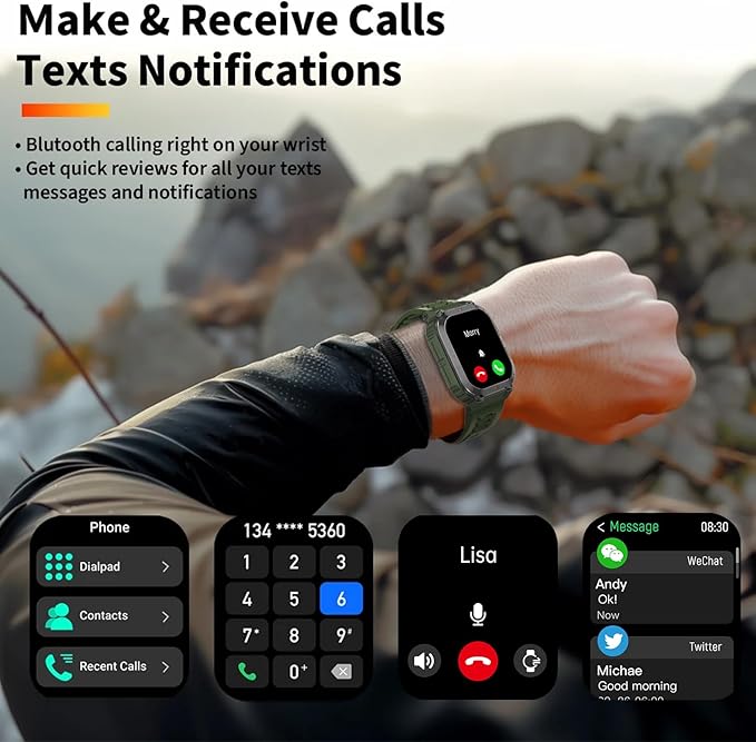 Military GPS Smart Watch for Men Pressure/Altitude/Compass,Fitness Smart Watch for Android Phones and iPhone,Outdoor Waterproof Fitness Tracker with Blood Oxygen/Heart Rate/Sleep/100+ Sport Modes