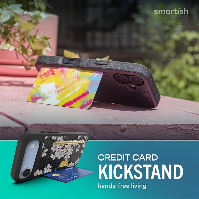 Smartish® iPhone Air Wallet Case - Wallet Slayer Vol. 2 [Slim + Protective] Credit Card Holder w/Kickstand - Drop Tested Hidden Card Slot Cover for Apple iPhone Air - Very Cherry Blossom