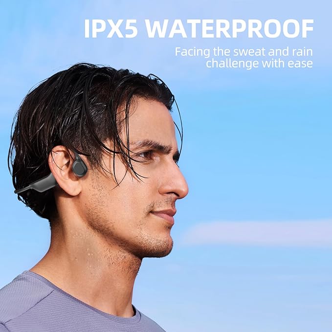 Bone Conduction Headphones Bluetooth 5.3 Open Ear Headphones, 7H Playtime Wireless Headphones, IPX5 Sweatproof Lightweight Sports Headset for Running, Cycling, Walking