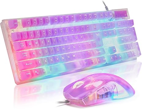 Wired LED Gaming Keyboad and Mouse Combo, 10 RGB Backlit Effects for PC