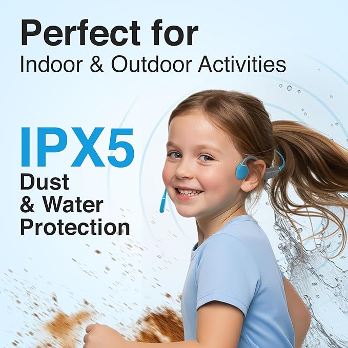Puro Sound Labs PuroFlex Kids Bone Conduction Headphones – Bluetooth 5.3 Wireless, Volume Limited with Built-in Mic, Ideal for School, Running & Sports, IPX5 Waterproof Kids Open Ear Headphones, Teal