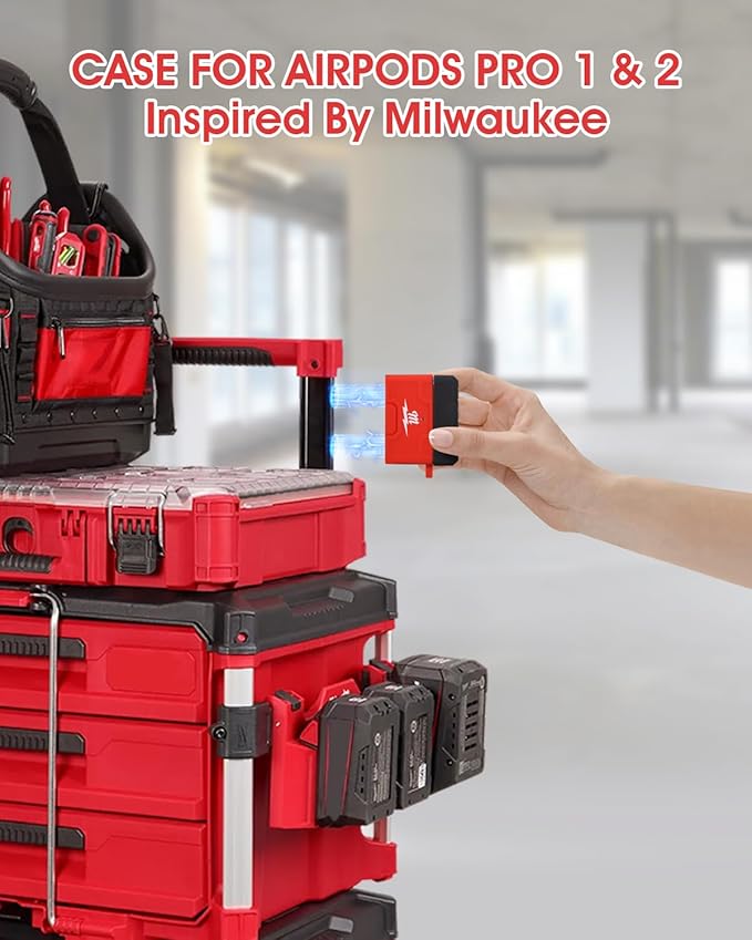 for Milwaukee Packout AirPod Pro 1 & 2 Soft Case - Protective Silicone Cover for Milwaukee Packout - Creative Toolbox Style Case