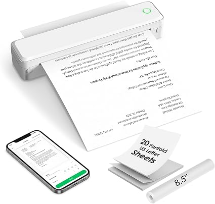 KNAON Portable Inkless Printer, Bluetooth Thermal Printer, 8.5x11