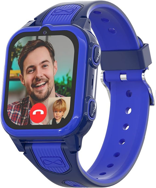 Kids Smart Watch with GPS Tracker and Video Calling SOS Call Camera Pedometer Games for Boys Blue