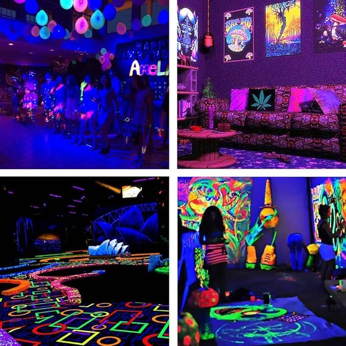 10W LED Black Lights,Blacklight Flood Light with Plug IP66 Waterproof,Outdoor Blacklight for Halloween Dance Party, Glow in The Dark, Aquarium, Body Paint, Fluorescent Poster, 5 Pack