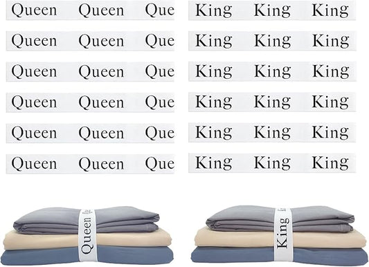 12 Pieces Bed Sheet Organizer Bands, Closet Organization Sheet Straps, Linen Labels Bedding Bands, Elastic Bed Sheet Storage Sheet Keepers （6PcsQueen 6PcsKing ）