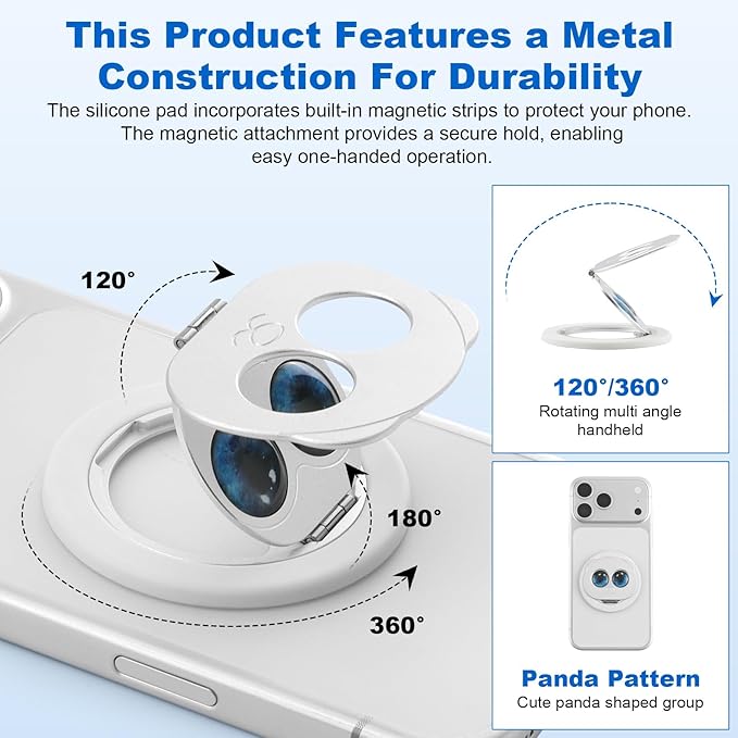 Magnetic Phone Ring for MagSafe Grip with 360° Rotation & Strong Magnet Phone Ring Holder Grip– Universal Compatible with iPhone 17/16/15/14/13 Pro Max Mag Safe Accessories Android
