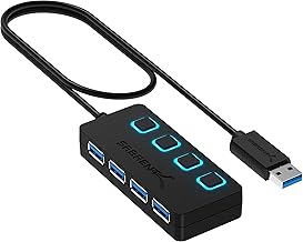 SABRENT 4-Port USB 3.0 Hub with Individual Power Switches (HB-UM43)