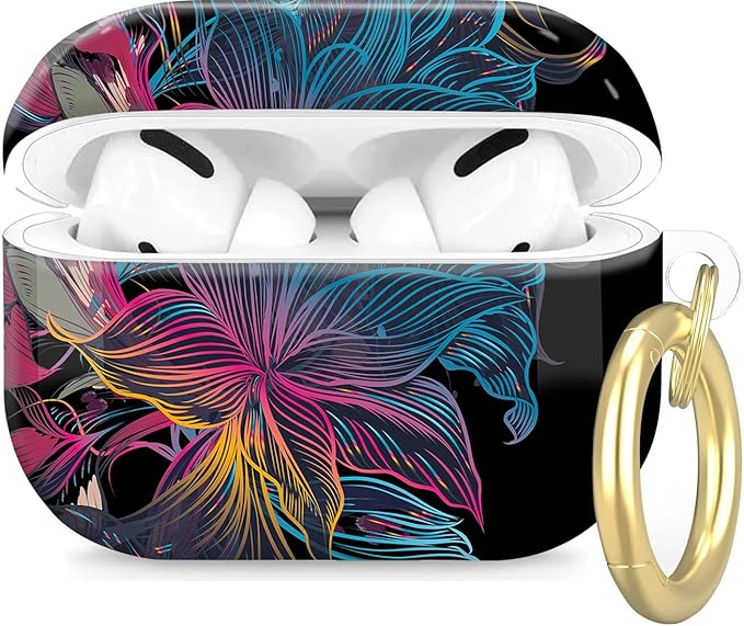 Compatible with Airpod Pro 2nd/1st Generation,Full Protection Cover for Women,Accessories Hard Case Portable & Shockproof for Airpod Pro 2nd Charging Case 2023/2022/2019(Dazzling Flowers from)