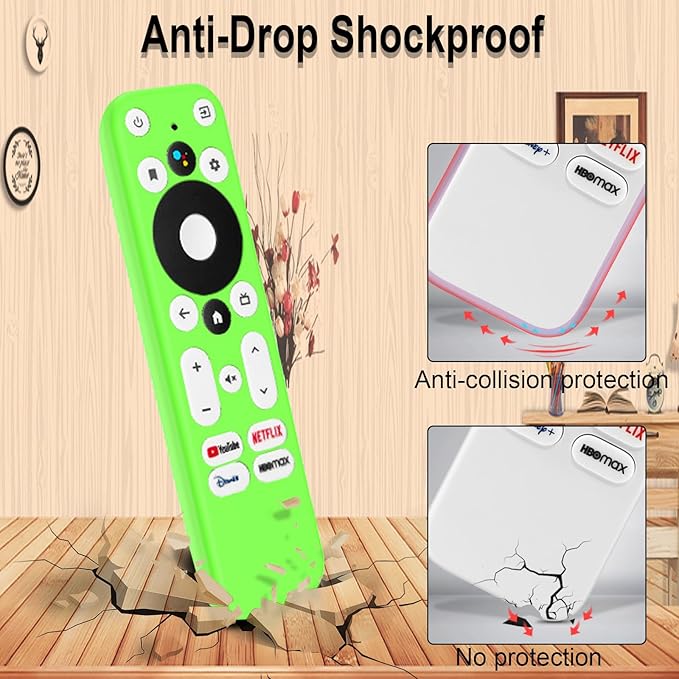 Luminous Green Remote Case Fit for Onn Android TV 4K UHD Stick TV Box 100024646 100026240 Remote Lightweight Anti-Slip Skin-Friendly Silicone Skin Sleeve