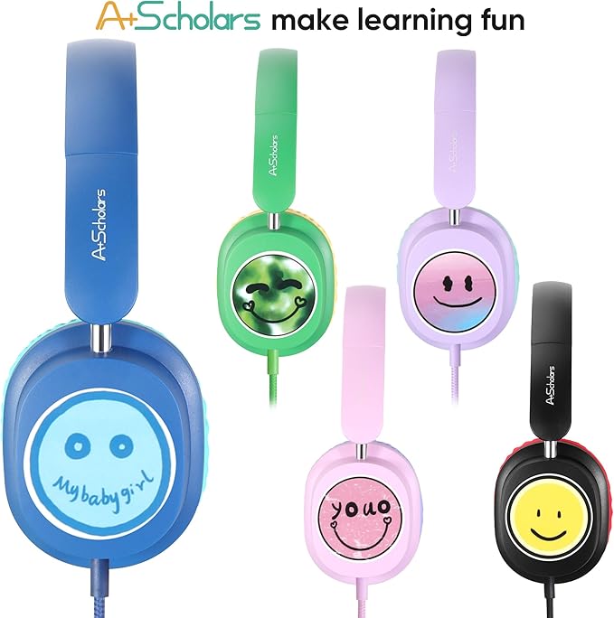 Kids Headphones Bulk 5 Pack for School, HD Mic Stereo Sound Over-Ear Headphones for Classroom, Comfortable Fit, Foldable, 3.5mm Jack Wired Headphones for Kids ipad Tablets Computer Travel