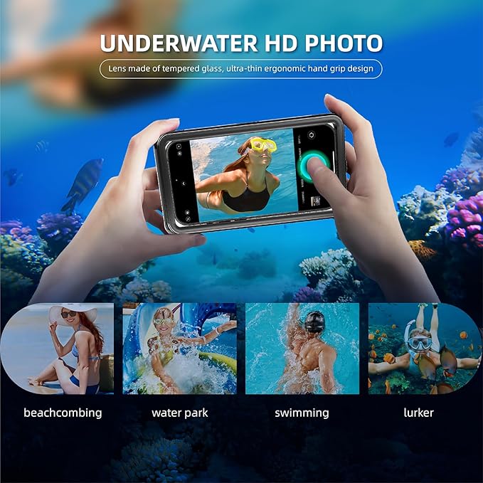[Up to 7.0"] Waterproof Phone Case, IPX8 Waterproof Phone Pouch for iPhone 17 Pro Max/17 Pro/17/16/15/14/13, Samsung Galaxy S25/S24/S23 Ultra, Google/Moto - Teal