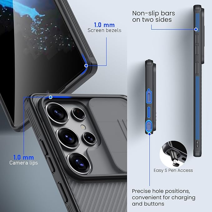 Nillkin Galaxy S25 Ultra Case, CamShield Pro for Samsung Galaxy S25 Ultra Case with Slide Camera Cover, S25 Ultra 5G Slim Phone Case 2025 6.86'' (Deep Gray)