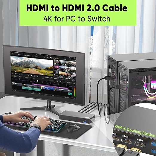 Short HDMI Cable 1FT 5-Pack, 4K HDMI to HDMI Cable 1FT Multi-pack,Slim HDMI 2.0 Cord 1 FT Flexible with 4K@60Hz,2K@165/144Hz,HDCP 2.2, HDR, ARC & CL3 Rated | for Camera, Laptop, Monitor, TV, Soundbar