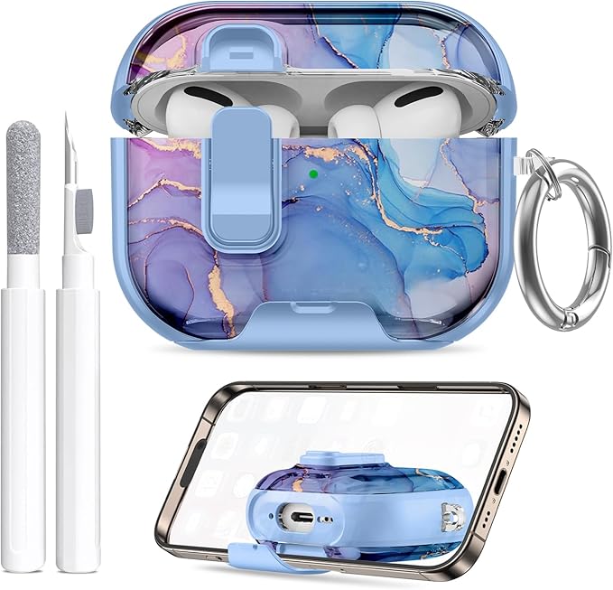for AirPods Pro 3 Case (2025) with Phone Stand & Cleaner Kit, Cute Soft Silicone Cover for AirPods Pro 3rd Genera case with Keychain for Women Men with Keychain for Airpod Pro case(2025)