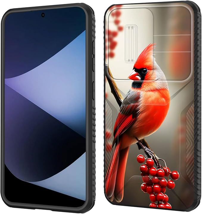 for Galaxy S26 Plus Case Built in Slide Camera Lens Cover,Heavy Duty Shockproof Protection Dual Layer Case for Samsung Galaxy S26 Plus 6.7" 2026,Red Cardinal Bird