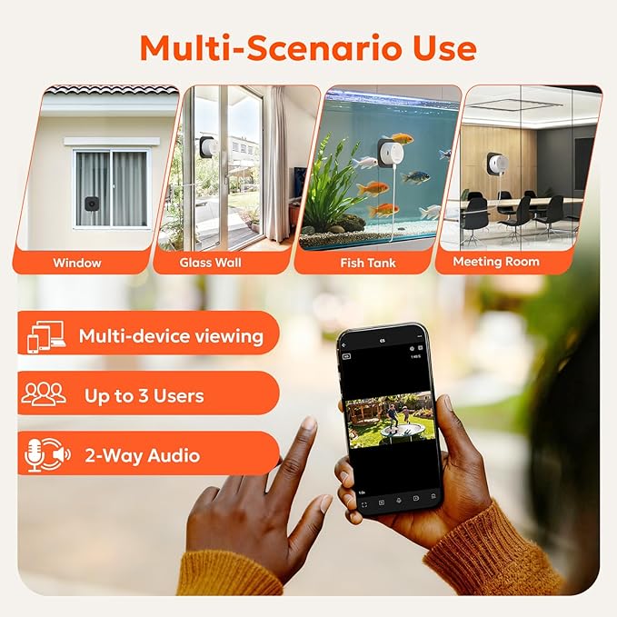 owltron Window Camera 3MP, 5G & 2.4GHz WiFi Indoor Cameras for Home Security with Al Color Night Vision, Human/Motion Detection, Anti-Glare, 24/7 Recording, Real-Time Alerts, Easy & Quick Install