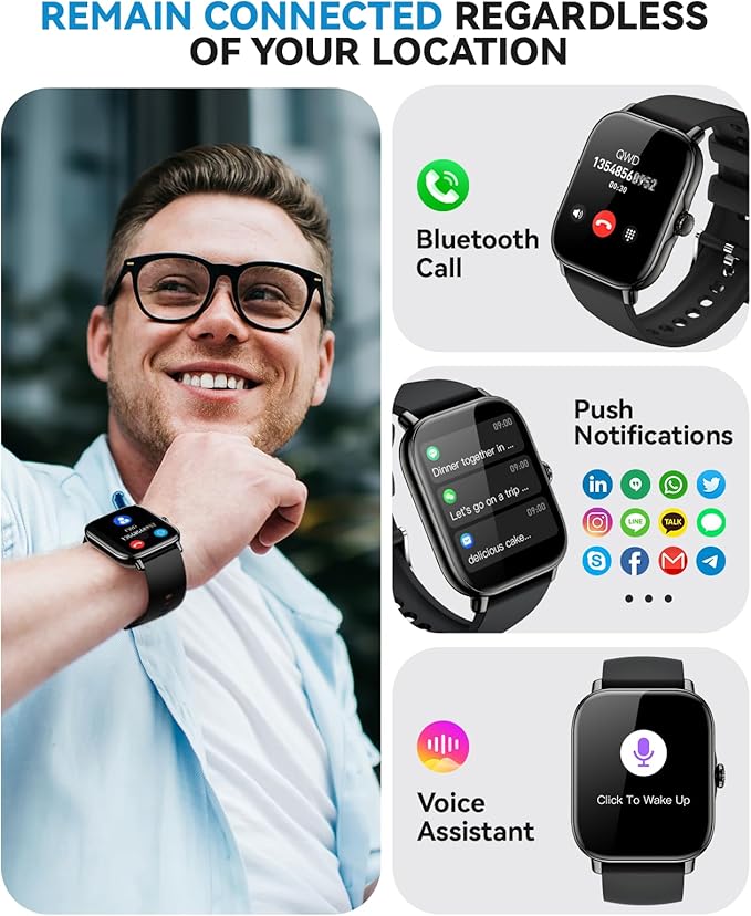 Smart Watch for Women Men- Answer/Make Call, 2025 IP68 Waterproof Fitness Step Tracker Watch with Sleep Monitor/Activity Counter/110+ Sport Mode, Smartwatch for Andriod iPhone iOS Samsung Compatible