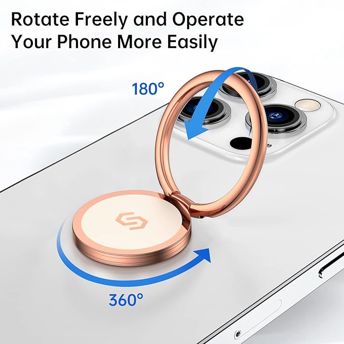 Syncwire Cell Phone Ring Holder Stand, 360 Degree Rotation Finger Ring Kickstand Polished Metal Phone Grip for Magnetic Car Mount
