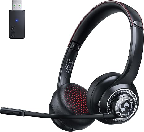 Wireless Headset with Mic for Work, Dual-Mode Headphones 50H Talk