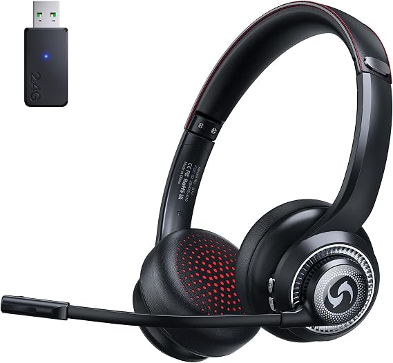 Wireless Headset with Mic for Work, Dual-Mode Headphones 50H Talk
