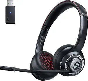 Wireless Headset with Mic for Work, Dual-Mode Headphones 50H Talk