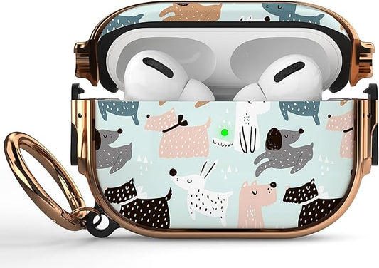 Maxjoy for AirPods Pro 2nd/1st Generation Case with Lock, Cute AirPods Pro 2 Case Lock Protective Hard AirPod Pro Cover for Women Men with Keychain for Airpod Pro (2023/2022/2019), Dog