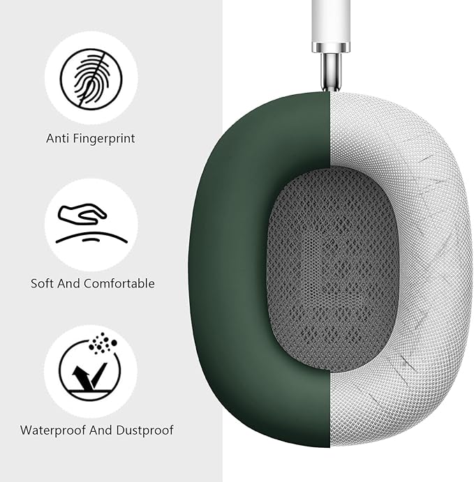 Filoto Case for AirPods Max - Ear Pad & Headband Cover for Apple AirPods Max (USB-C/Lightning), Silicone Accessory Case (Midnight Green)