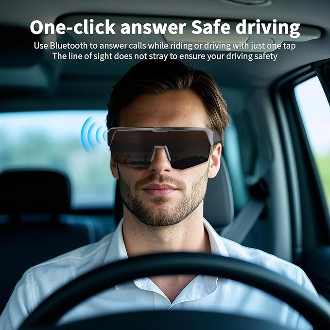 Cycling Smart Glasses for Men Women, Polarized UV Protection Smart Sunglasses, Built-in Mic & HD Open Ear Speakers, Voice Assistant, Wireless Sport Bluetooth Glasses for Running Driving Hiking