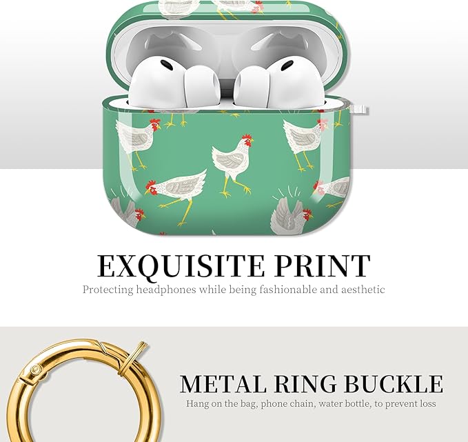 for AirPods Pro 3 Case, Compatible with AirPods Pro 3rd Generation Case (2025), Shockproof Protective Cover with Golden Carabine (Cute Chicken)