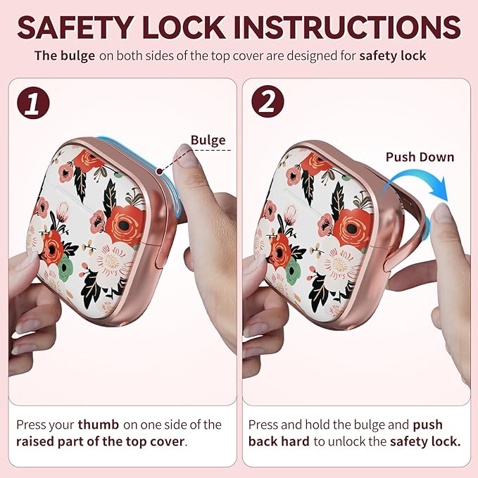 Inesore with Safety Lock for AirPods 4 Case,Clear Floral Cute AirPod 4th Generation Case for Women Girly with Cleaner Kit and Keychain-White Peony
