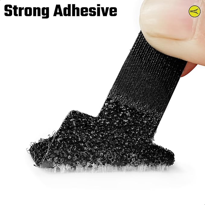 40 PCS Hook and Loop Cable Ties, Self Adhesive Cable Straps, Cable Management Under Desk, Adjustable Cord Organizers for Office Home and Kitchen, Black