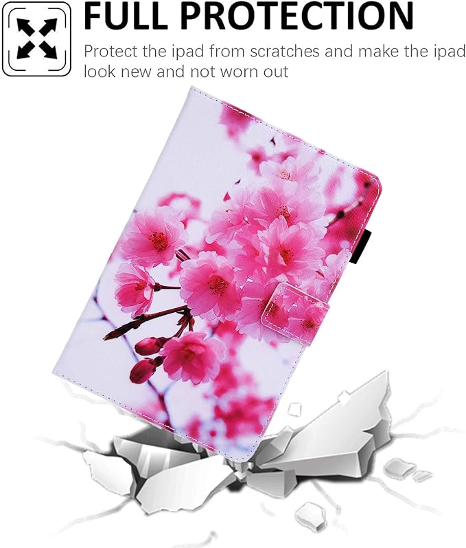 Dteck for Fire Max 11 (13th Generation) Tablet Case 11" 2023, PU Leather Protective Fold Stand Case with Auto Sleep Wake, Adjustable Viewing Angles, 4 Card Slots, Cute Slim Folio Case, Pink Blossom