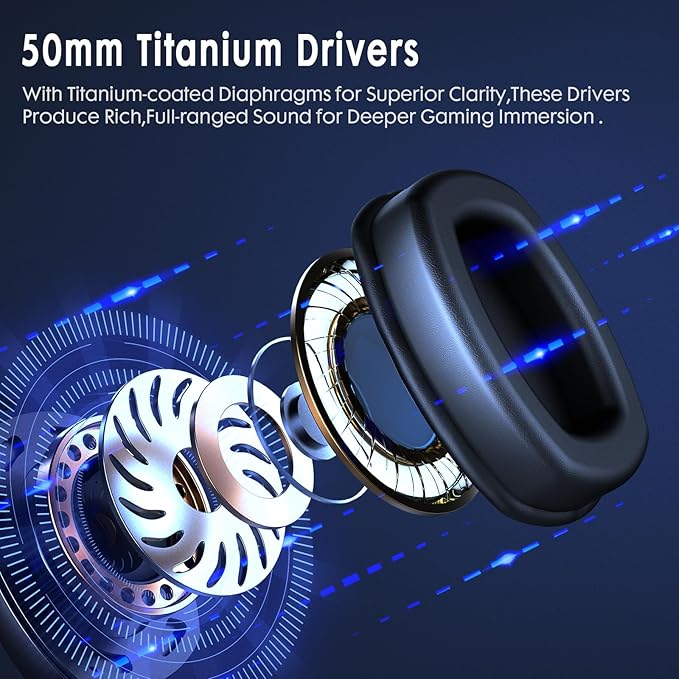 Wireless Gaming Headset for PS5, PS4, PC, Nintendo Switch, 2.4GHz USB Gaming Headphones, Bluetooth 5.3, 50H Battery, Noise Canceling Microphone, ONLY 3.5mm Wired Mode for Xbox Series