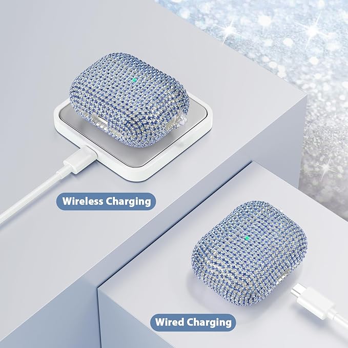 Bling Airpods iPods Pro 3 Case Cover 2025, VISOOM Rhinestone Airpods Pro 3 Cases Cute Glitter Jewelry Airpod iPod Pro3 Cases for Sparkly Apple AirPods iPods Pro 3rd Gen Case with Keychain for Women