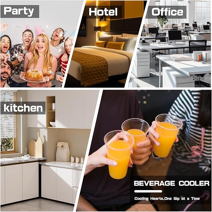 24 Inch Beverage Refrigerator, 182 Cans Built-in Cooler, Digital Temperature Control, LED Lighting, Adjustable Shelves, Freestanding Beer Fridge for Home, Bar, Office(5.3 Cu ft)
